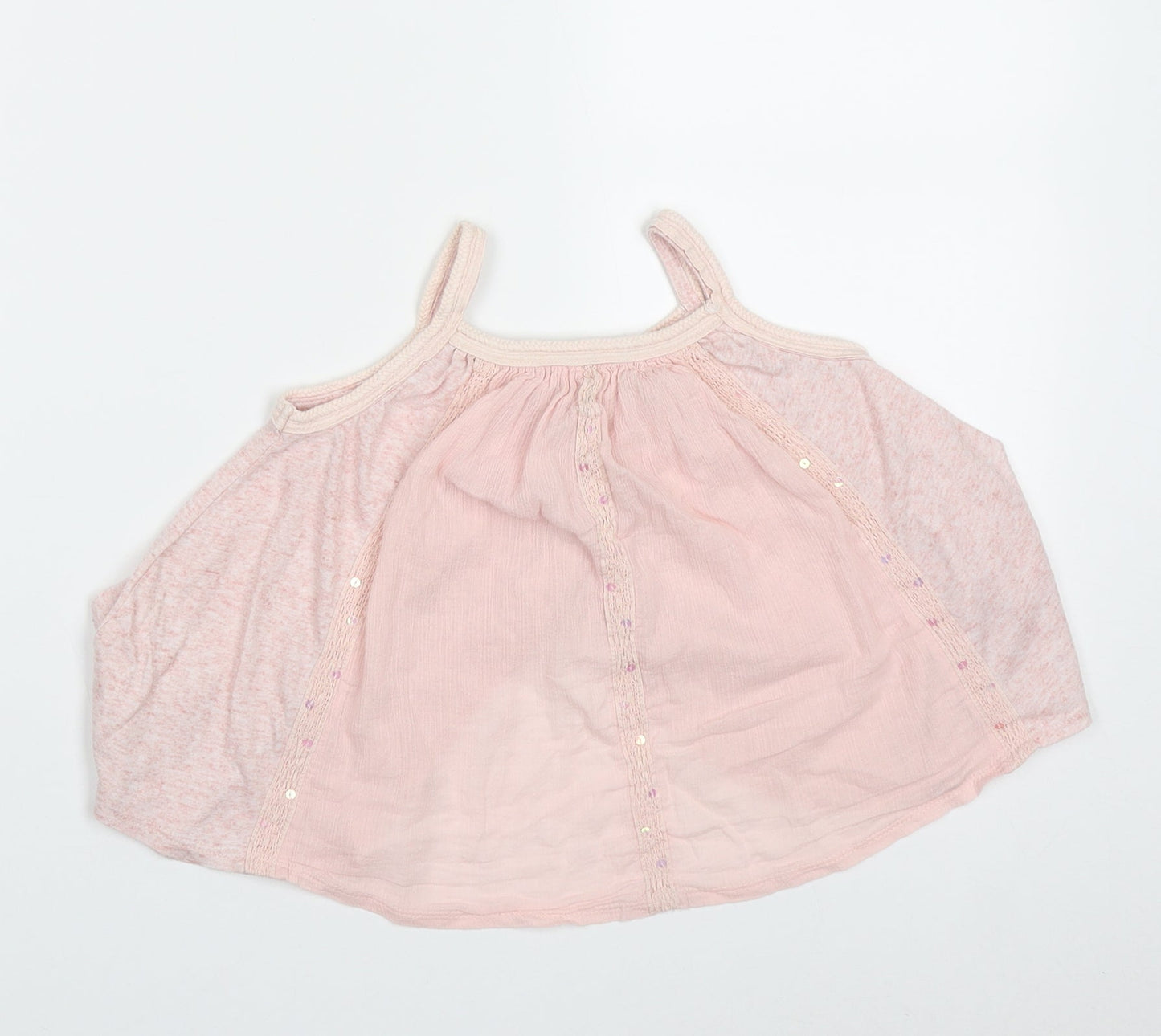 NEXT Girls Pink Geometric Polyester Basic Tank Size 3 Years Square Neck Pullover - Sequin detail