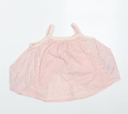 NEXT Girls Pink Geometric Polyester Basic Tank Size 3 Years Square Neck Pullover - Sequin detail