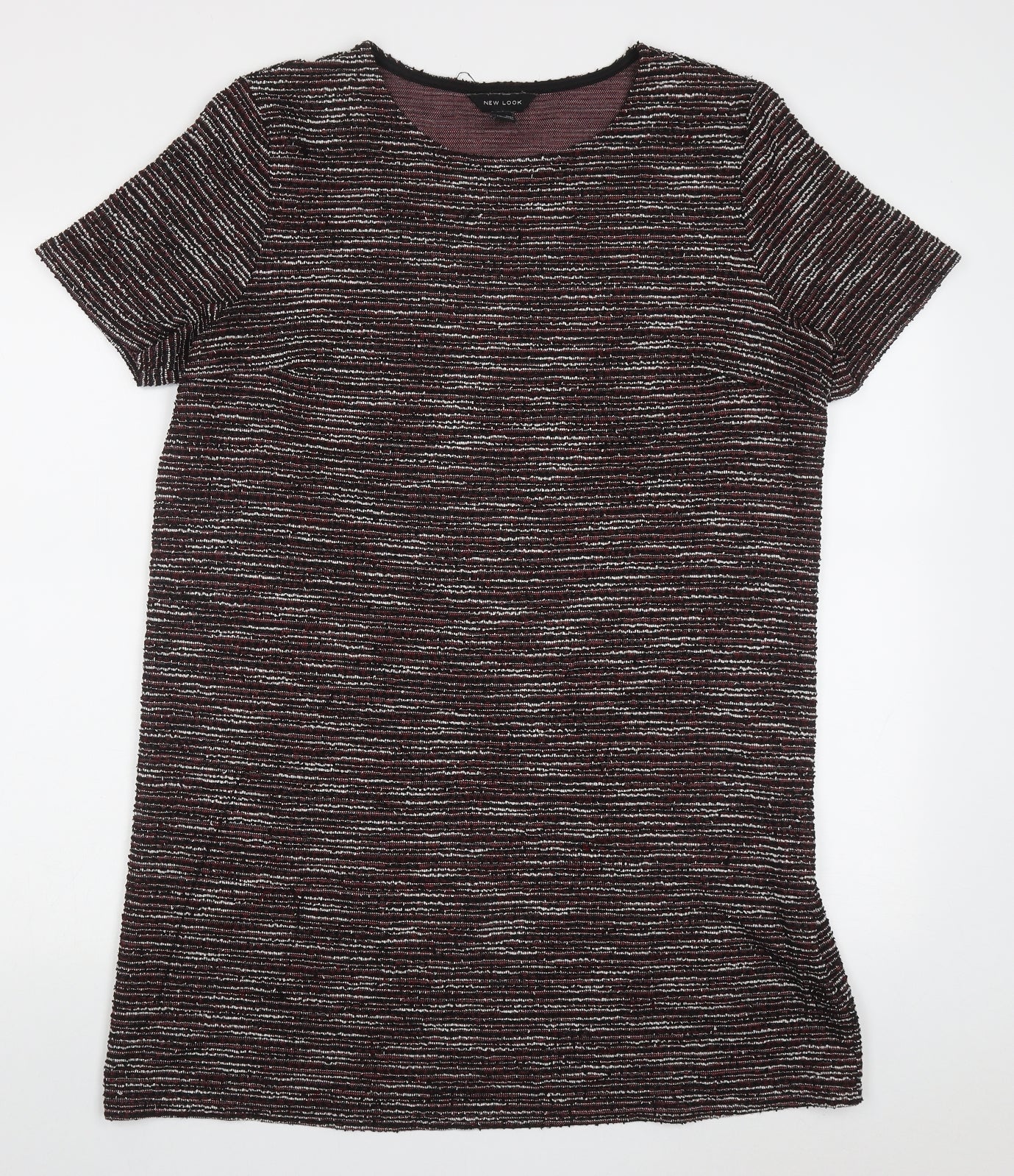 New Look Womens Red Striped Polyester T-Shirt Dress  Size 16  Crew Neck Pullover