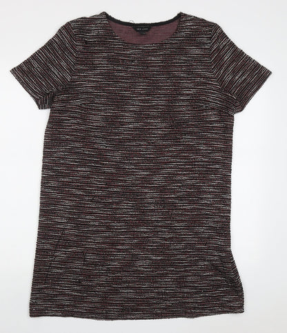 New Look Womens Red Striped Polyester T-Shirt Dress  Size 16  Crew Neck Pullover