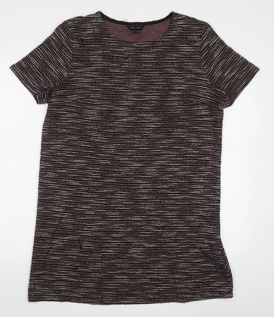 New Look Womens Red Striped Polyester T-Shirt Dress  Size 16  Crew Neck Pullover
