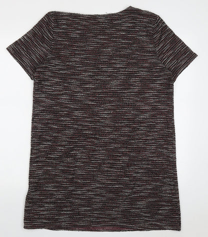 New Look Womens Red Striped Polyester T-Shirt Dress  Size 16  Crew Neck Pullover