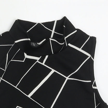 SheIn Girls Black Geometric Polyester Cropped Tank Size 8 Years High Neck Pullover - love