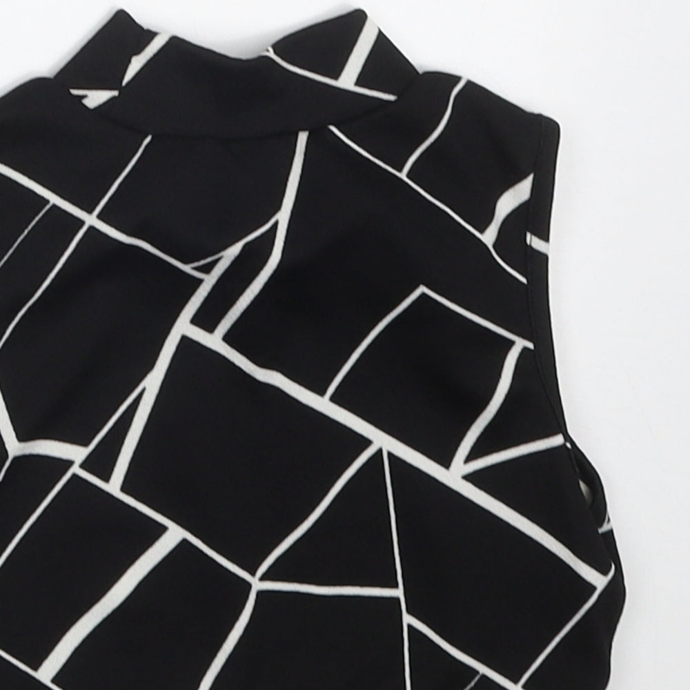 SheIn Girls Black Geometric Polyester Cropped Tank Size 8 Years High Neck Pullover - love