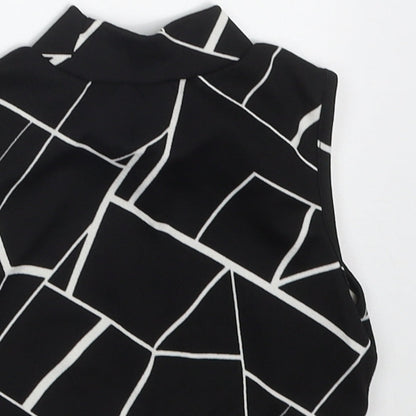 SheIn Girls Black Geometric Polyester Cropped Tank Size 8 Years High Neck Pullover - love