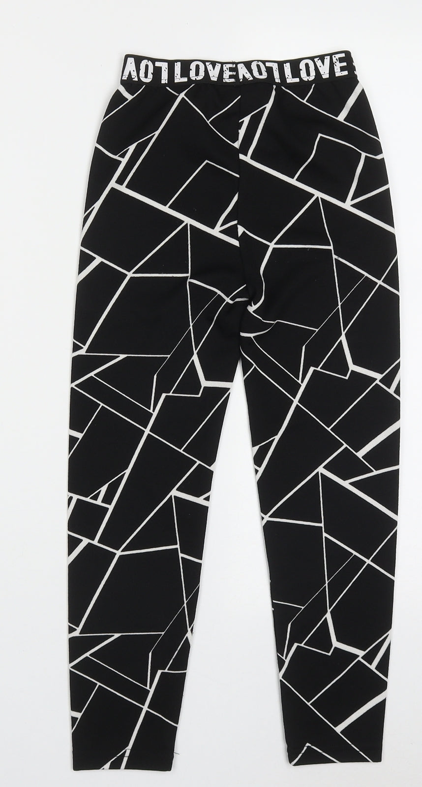 SheIn Girls Black Geometric Polyester Capri Trousers Size 8 Years  Regular Pullover - Love