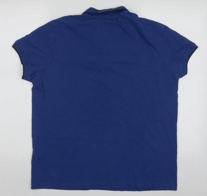 Lc walkiki Mens Blue  Cotton  Polo Size XL Collared Button