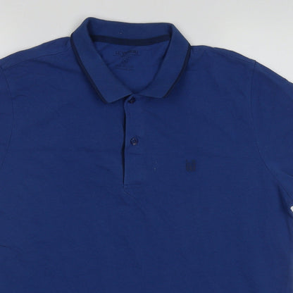 Lc walkiki Mens Blue  Cotton  Polo Size XL Collared Button