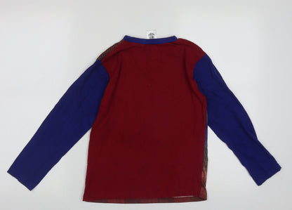 Preworn Boys Blue Geometric Polyester Basic Casual Size 9-10 Years Crew Neck Pullover - Barcelona Football Club