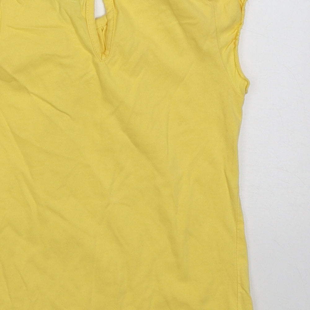 Marks and Spencer Girls Yellow  Cotton Basic T-Shirt Size 2-3 Years Crew Neck Pullover