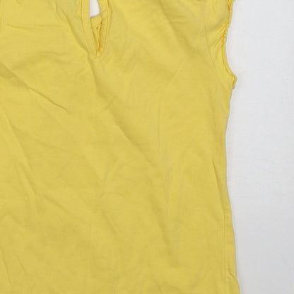 Marks and Spencer Girls Yellow  Cotton Basic T-Shirt Size 2-3 Years Crew Neck Pullover