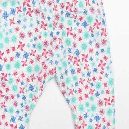 mini clubs Girls Pink Geometric Cotton Capri Trousers Size 12-18 Months  Pullover