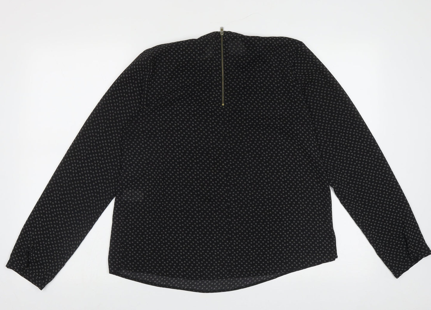 Atmosphere Womens Black Geometric Polyester Basic Blouse Size 14 Crew Neck