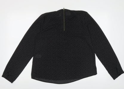 Atmosphere Womens Black Geometric Polyester Basic Blouse Size 14 Crew Neck