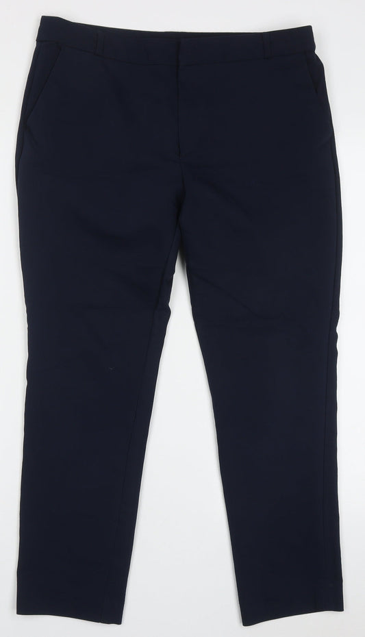 Stradivarius Womens Blue  Polyester Trousers  Size 12 L25 in Regular Hook & Eye