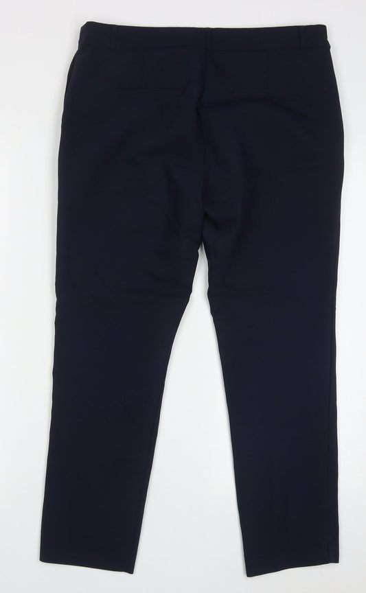 Stradivarius Womens Blue  Polyester Trousers  Size 12 L25 in Regular Hook & Eye