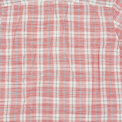 Marks and Spencer Mens Red Check Cotton  Button-Up Size M Collared Button