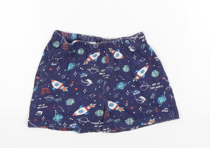 Jeff & Co Boys Blue Geometric Cotton  Sleep Shorts Size 18-24 Months