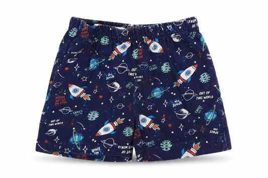 Jeff & Co Boys Blue Geometric Cotton  Sleep Shorts Size 18-24 Months