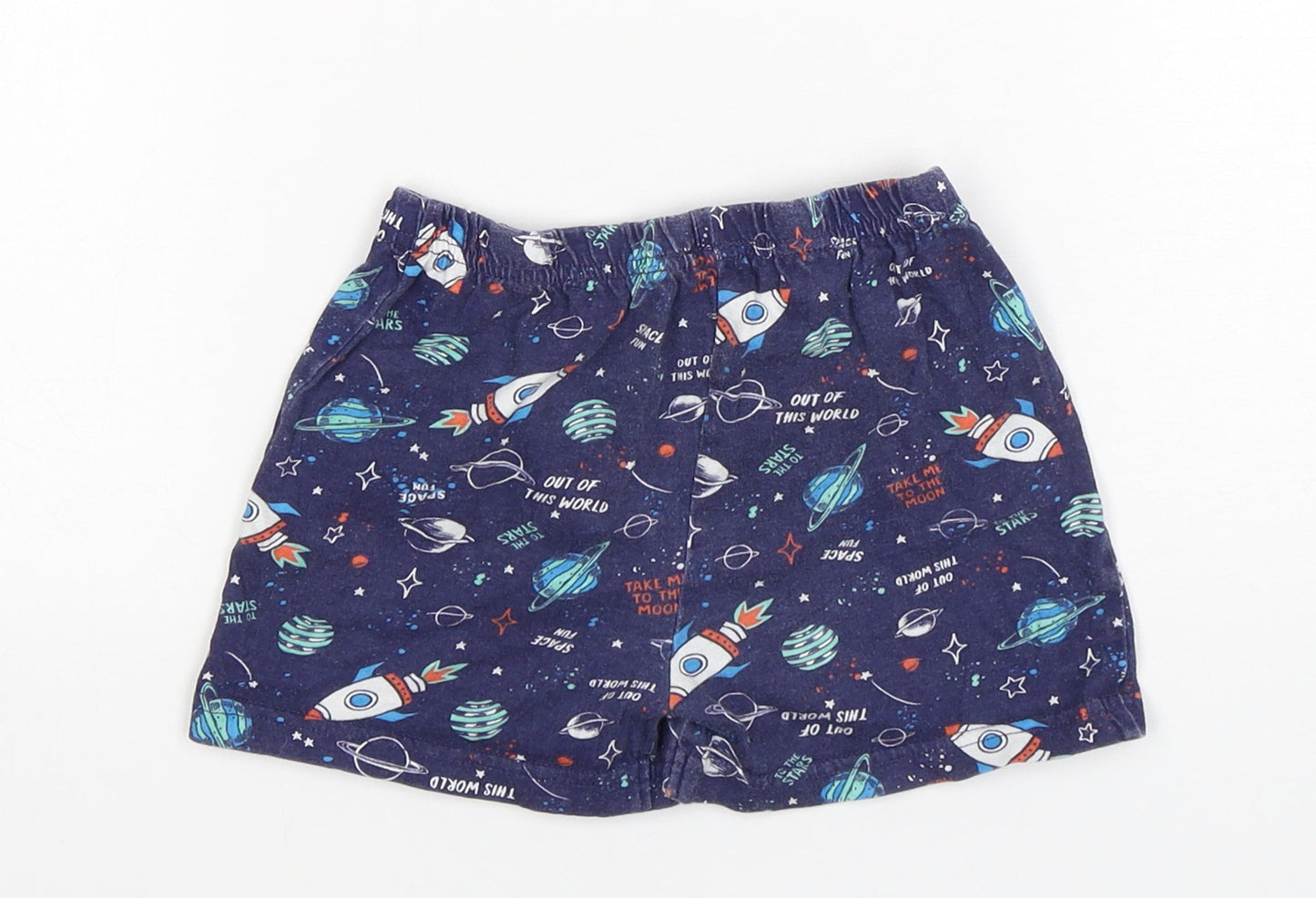Jeff & Co Boys Blue Geometric Cotton  Sleep Shorts Size 18-24 Months