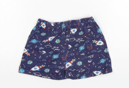 Jeff & Co Boys Blue Geometric Cotton  Sleep Shorts Size 18-24 Months