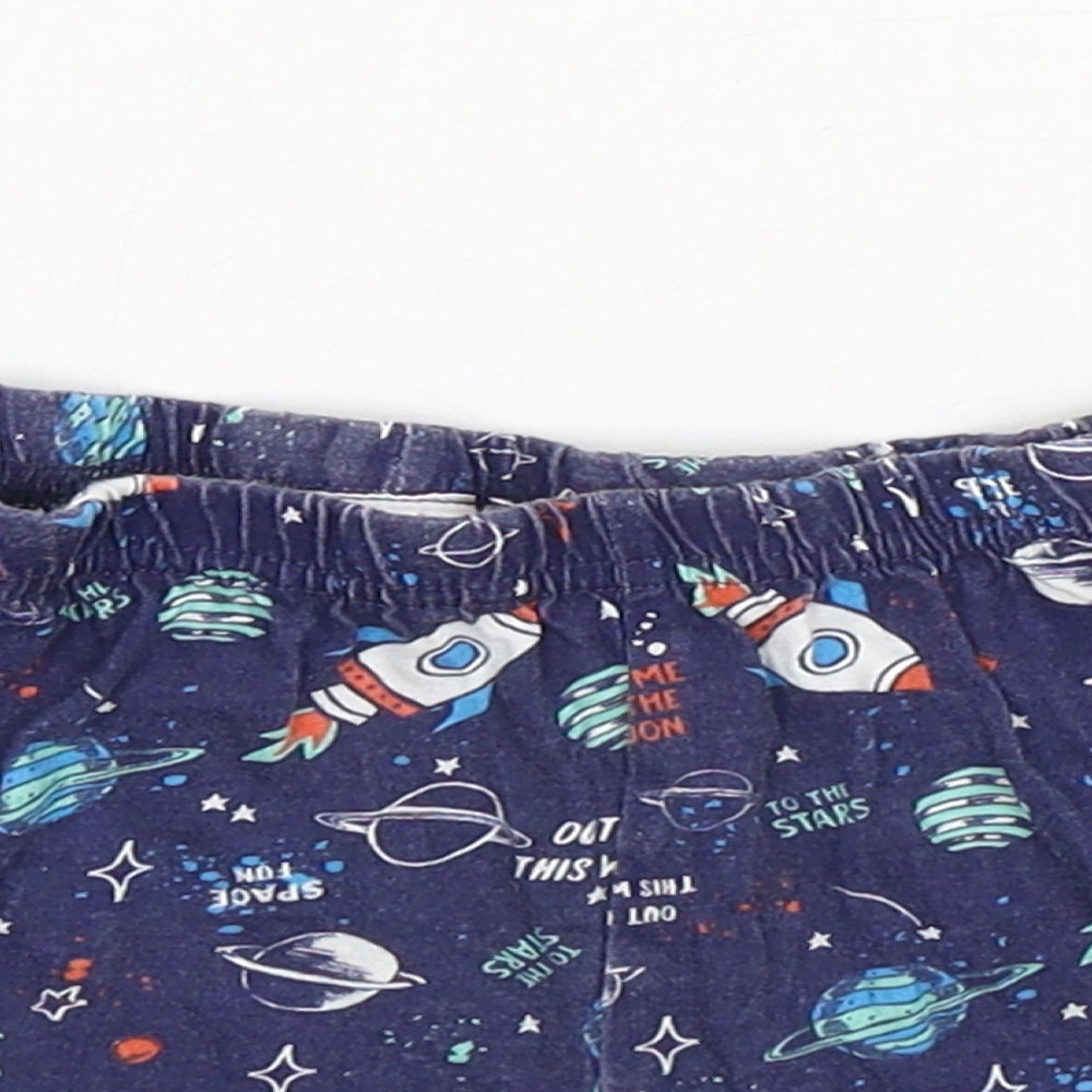 Jeff & Co Boys Blue Geometric Cotton  Sleep Shorts Size 18-24 Months