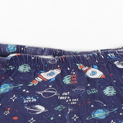 Jeff & Co Boys Blue Geometric Cotton  Sleep Shorts Size 18-24 Months