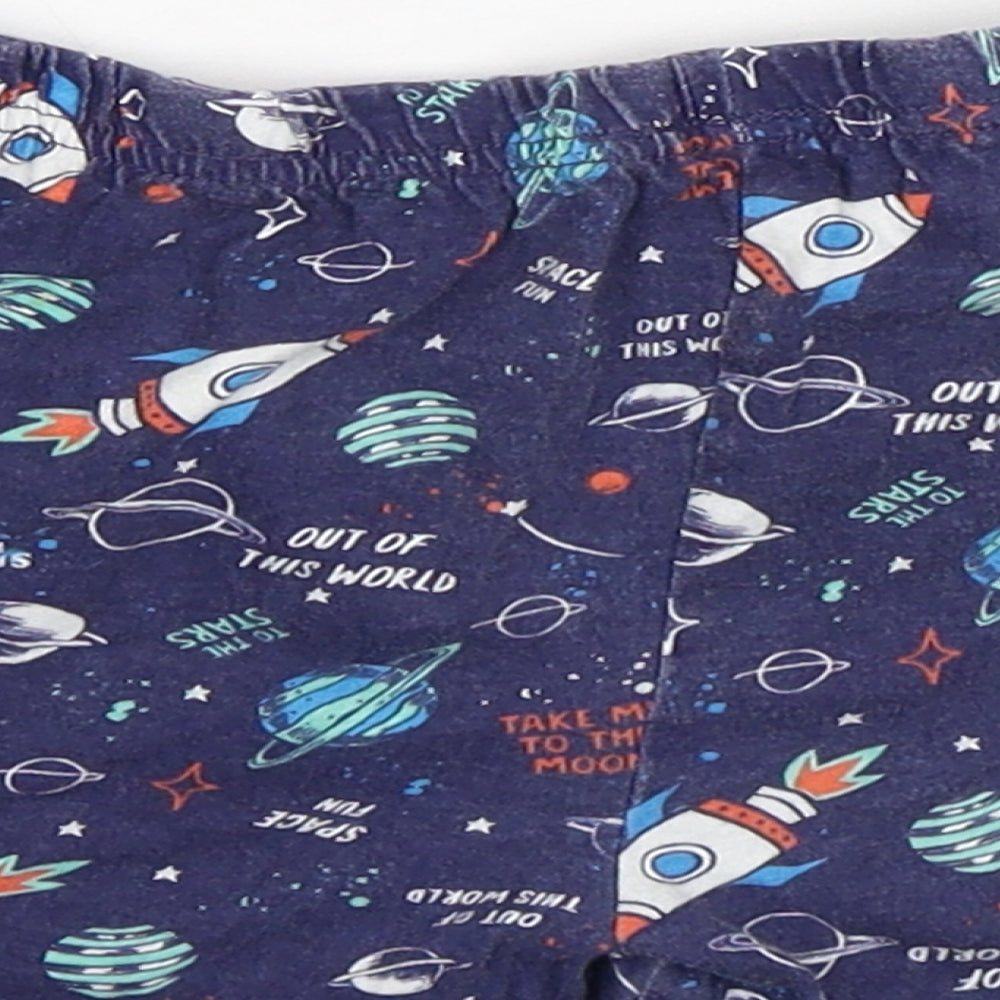 Jeff & Co Boys Blue Geometric Cotton  Sleep Shorts Size 18-24 Months