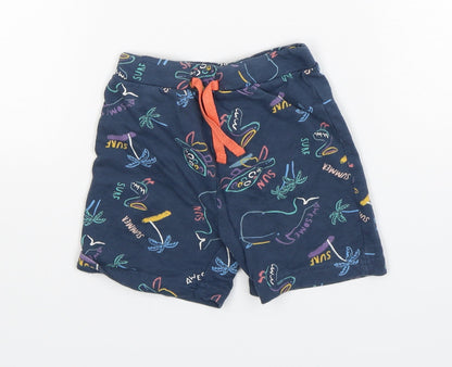 Primark Boys Blue Animal Print Cotton Sweatpants Trousers Size 12-18 Months   - Shorts