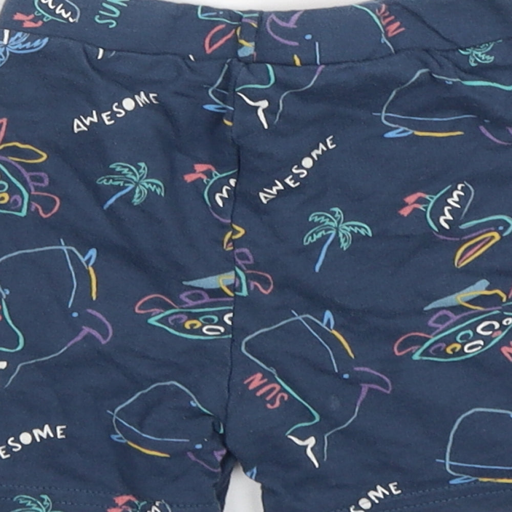 Primark Boys Blue Animal Print Cotton Sweatpants Trousers Size 12-18 Months   - Shorts