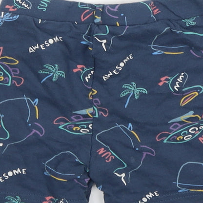 Primark Boys Blue Animal Print Cotton Sweatpants Trousers Size 12-18 Months   - Shorts