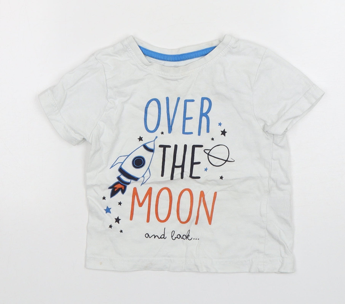Jeff&CO Boys White  Cotton Basic T-Shirt Size 18-24 Months Round Neck