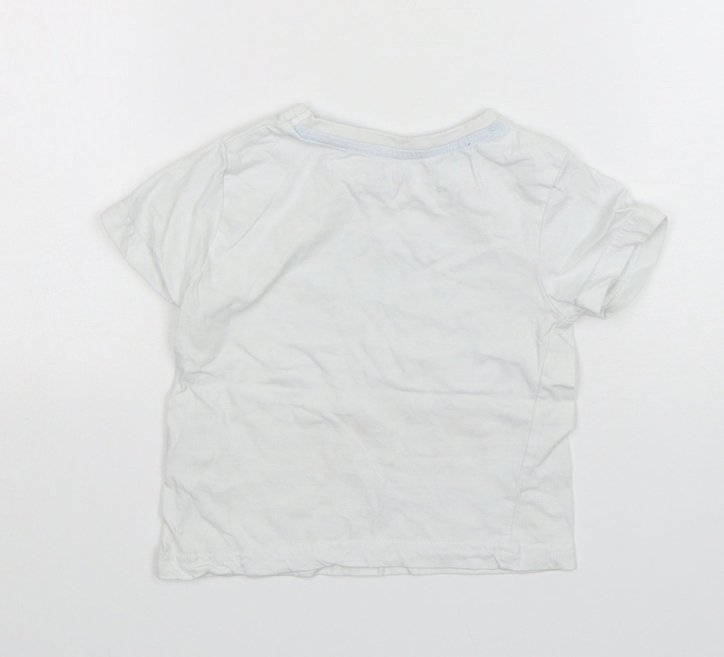 Jeff&CO Boys White  Cotton Basic T-Shirt Size 18-24 Months Round Neck