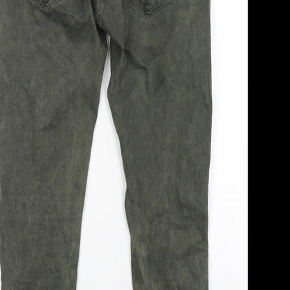 Zara Womens Green  Cotton Skinny Jeans Size 32 in L28 in Regular