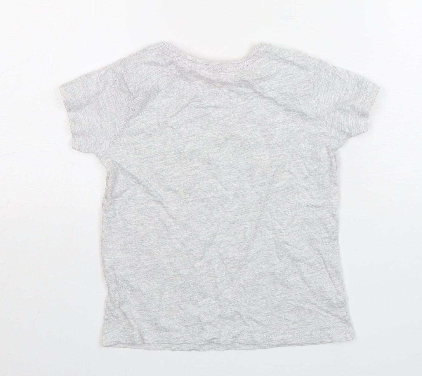 Primark Girls Grey  Cotton Basic T-Shirt Size 5-6 Years Round Neck