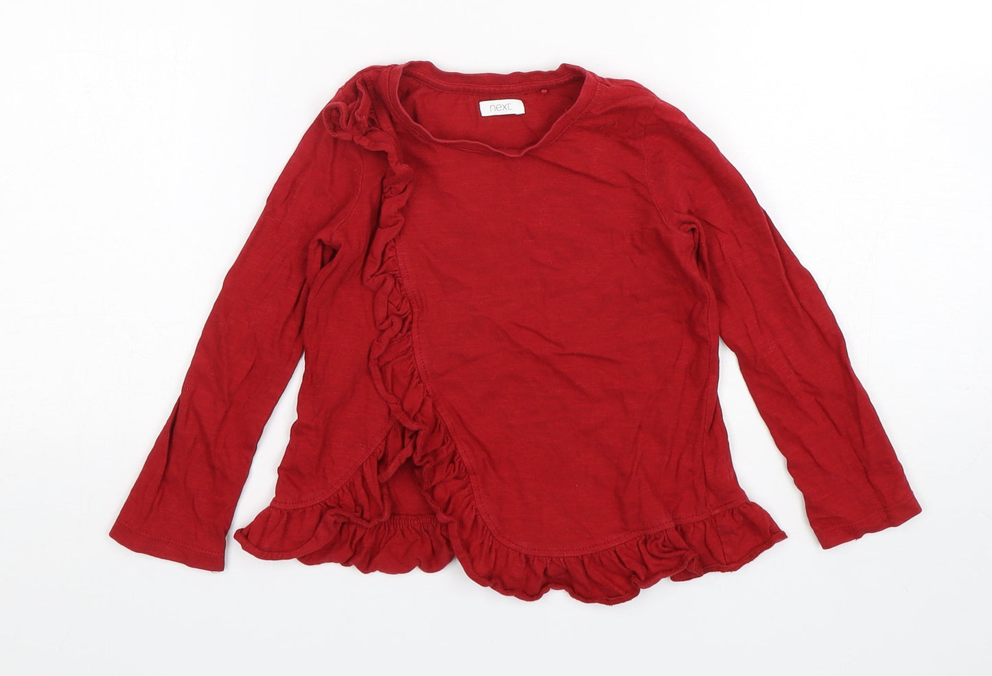 NEXT Girls Red  Cotton Basic T-Shirt Size 3 Years Round Neck