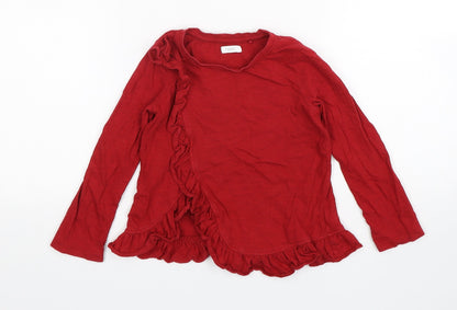 NEXT Girls Red  Cotton Basic T-Shirt Size 3 Years Round Neck
