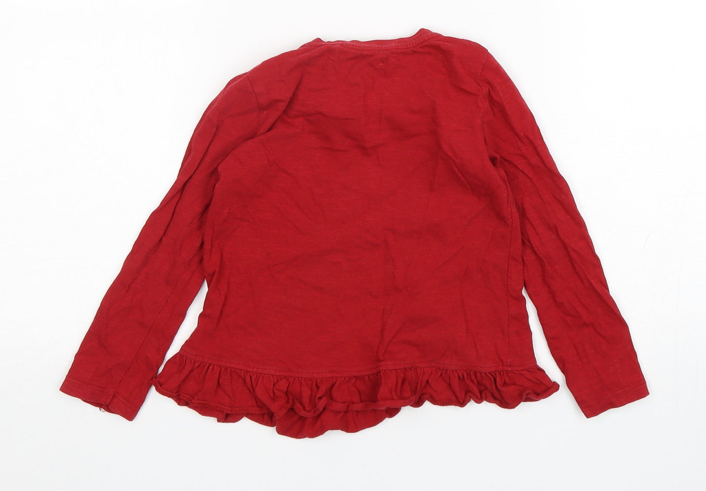NEXT Girls Red  Cotton Basic T-Shirt Size 3 Years Round Neck