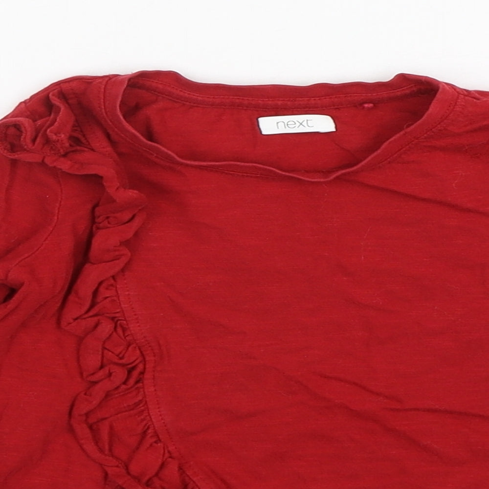 NEXT Girls Red  Cotton Basic T-Shirt Size 3 Years Round Neck