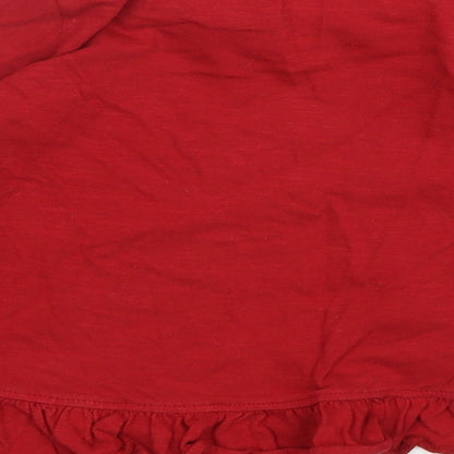 NEXT Girls Red  Cotton Basic T-Shirt Size 3 Years Round Neck
