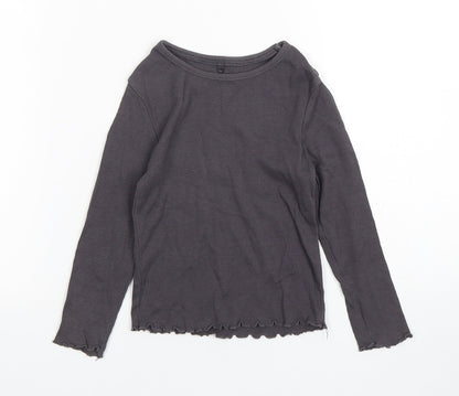 George Boys Grey  Cotton Basic T-Shirt Size 3-4 Years Round Neck