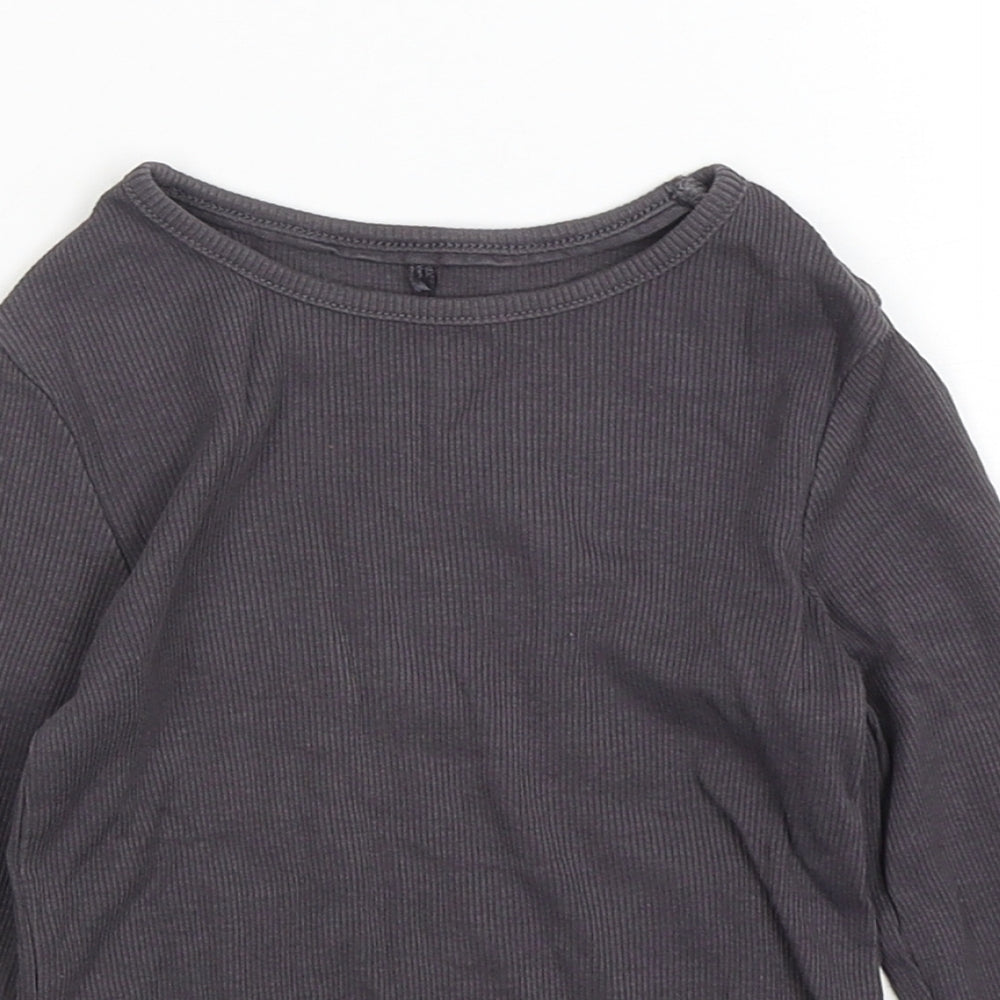 George Boys Grey  Cotton Basic T-Shirt Size 3-4 Years Round Neck
