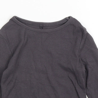 George Boys Grey  Cotton Basic T-Shirt Size 3-4 Years Round Neck