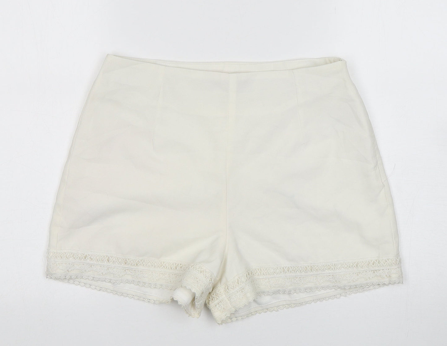 Boohoo Womens White  Polyester Sailor Shorts Size 10 L3 in Regular Zip