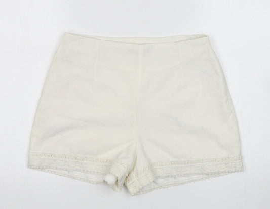Boohoo Womens White  Polyester Sailor Shorts Size 10 L3 in Regular Zip