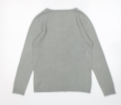 Primark Womens Grey V-Neck  Acrylic Pullover Jumper Size 6