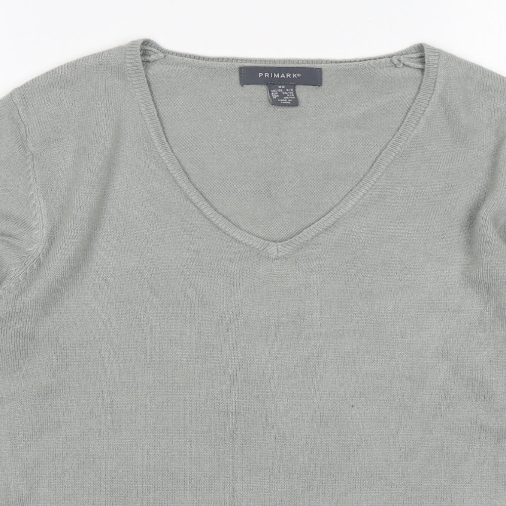 Primark Womens Grey V-Neck  Acrylic Pullover Jumper Size 6