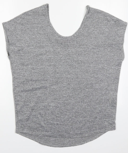 Boohoo Womens Grey  Polyester Basic T-Shirt Size 8 Round Neck