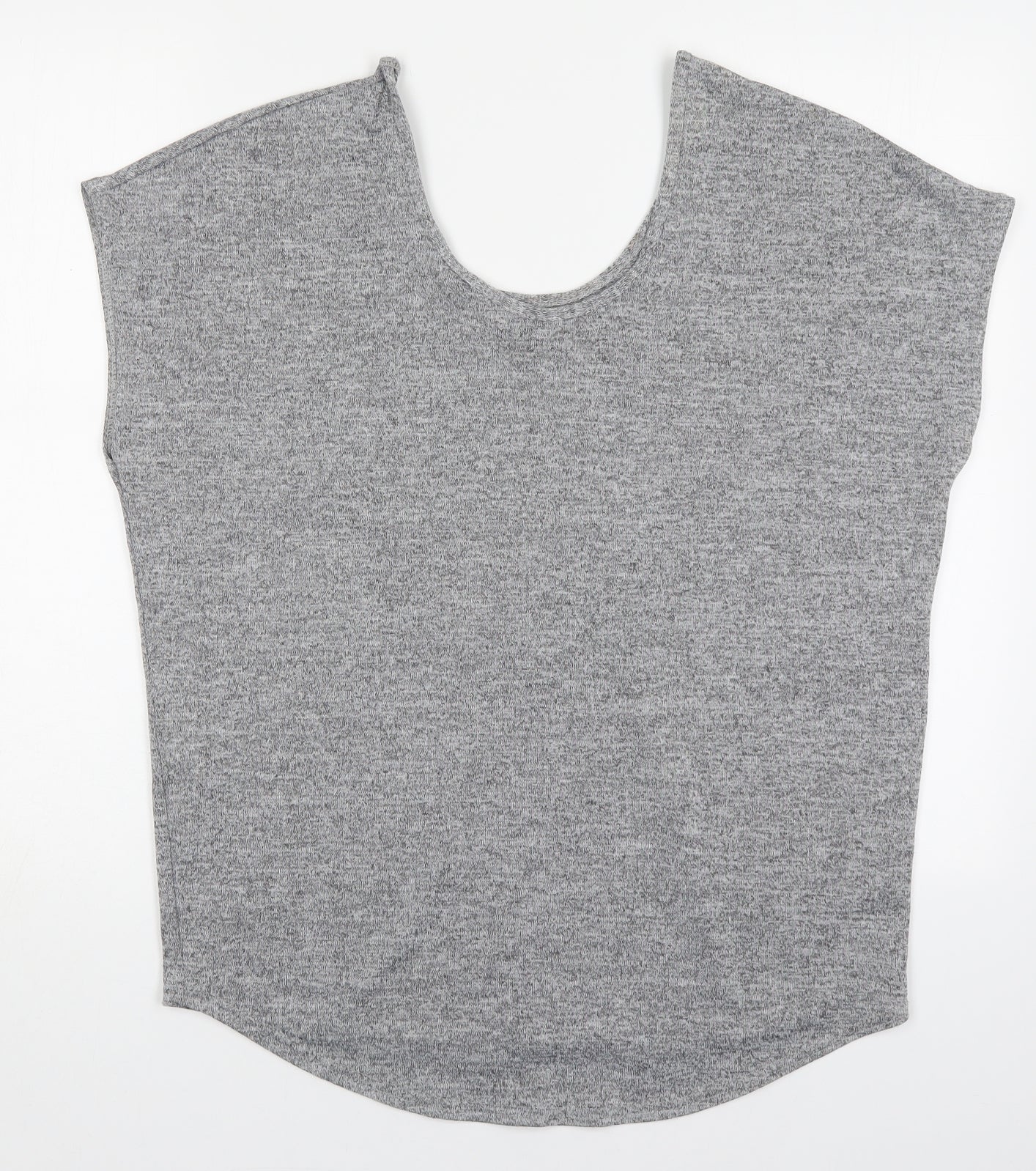 Boohoo Womens Grey  Polyester Basic T-Shirt Size 8 Round Neck
