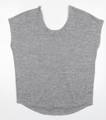 Boohoo Womens Grey  Polyester Basic T-Shirt Size 8 Round Neck